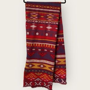 Urban Outfitters Southwestern Blanket Scarf Shawl 28 X 78 Inches Red Orange